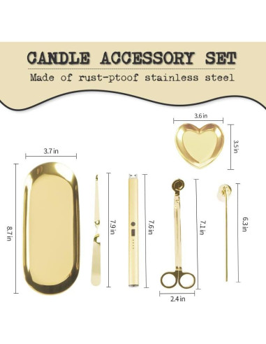 Kit de Cuidado de Velas 6 en 1 Emime - Cortador, Encendedor y Apagavelas