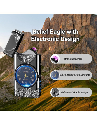 Encendedor Eléctrico Portátil TIKIUKI Doble Arco USB a Prueba de Viento