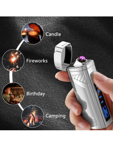 Encendedor Eléctrico Triple Arco RSBYE USB Recargable Plata