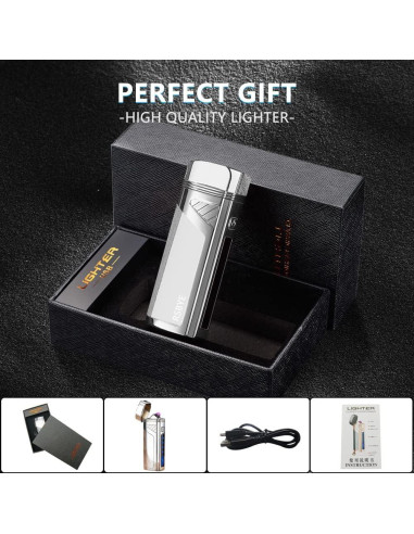Encendedor Eléctrico Triple Arco RSBYE USB Recargable Plata