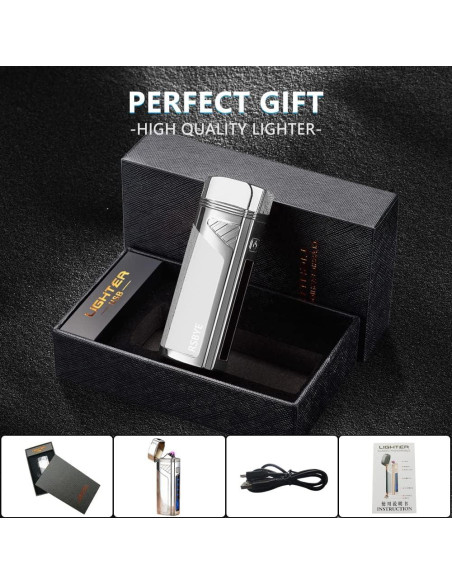 Encendedor Eléctrico Triple Arco RSBYE USB Recargable Plata