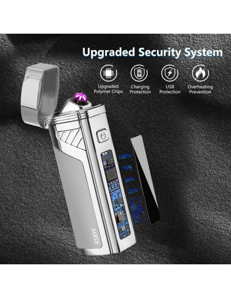 Encendedor Eléctrico Triple Arco RSBYE USB Recargable Plata