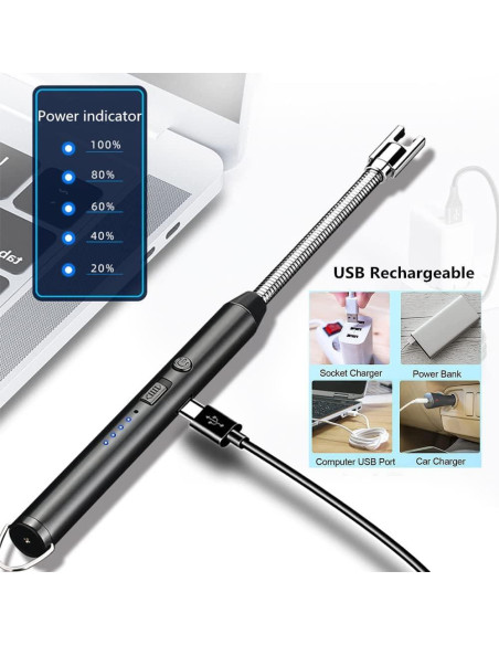 Encendedor Eléctrico Recargable PEAKTREND Arc 25.4 cm - USB a Prueba de Viento