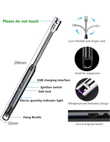 Encendedor Eléctrico Recargable PEAKTREND Arc 25.4 cm - USB a Prueba de Viento