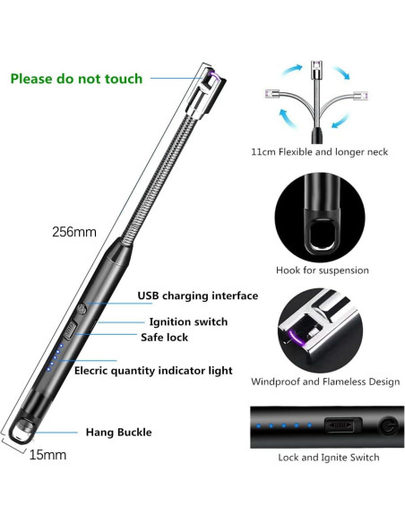 Encendedor Eléctrico Recargable PEAKTREND Arc 25.4 cm - USB a Prueba de Viento