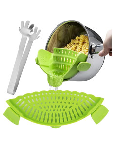 Set Colador de Silicona y Pinzas de Acero Inoxidable LOGJAM