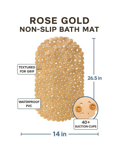 Alfombra de Baño Antideslizante Rosa Oro PVC Ovalada 67.3x35.6cm 2
