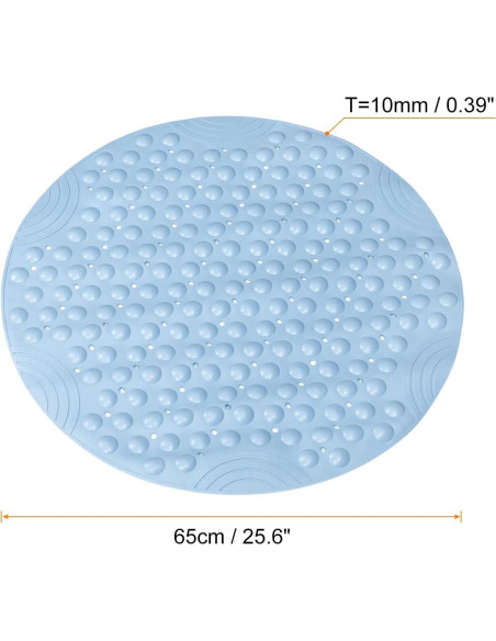 Alfombrilla de Ducha Redonda uxcell 65cm PVC Antideslizante Azul