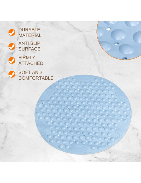 Alfombrilla de Ducha Redonda uxcell 65cm PVC Antideslizante Azul