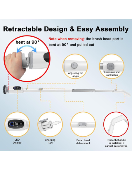 Limpiador Eléctrico de Espín UPMSX con 8 Cabezas y Mango Telescópico