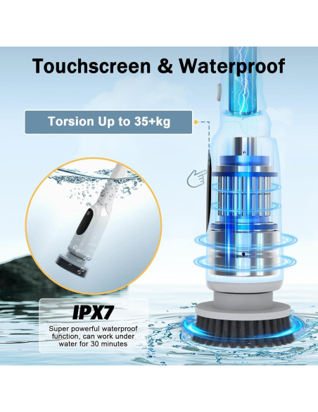 Limpiador Eléctrico de Espín UPMSX con 8 Cabezas y Mango Telescópico