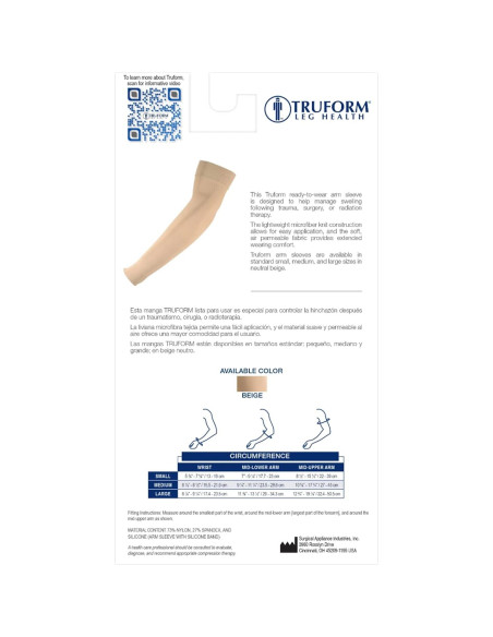 Manga de Compresión Truform 3325 20-30 mmHg Beige Pequeño