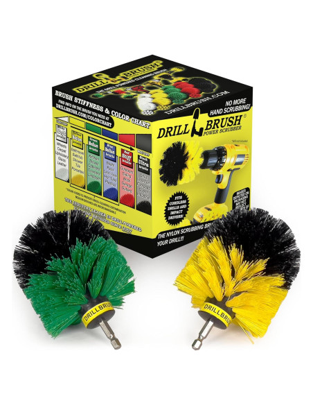 Kit de Limpieza Drillbrush - Cepillos Inalámbricos Verde y Amarillo
