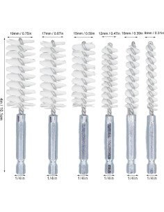Juego de Cepillos de Perforación 6 Piezas Walfront Nylon Blanco 2