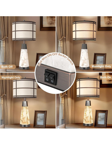 Juego de 2 Lámparas de Mesa de Alabastro Natural KIVDITZO 68.6cm