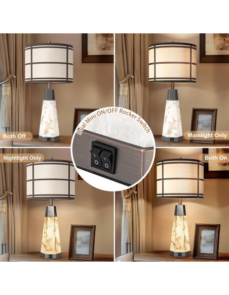 Juego de 2 Lámparas de Mesa de Alabastro Natural KIVDITZO 68.6cm