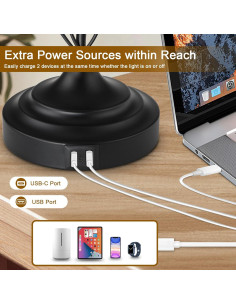 Juego de 2 lámparas de mesa rústicas Sheetea con USB 2