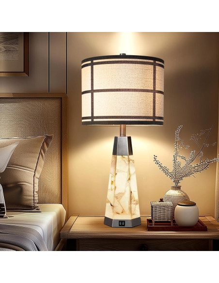 Juego de 2 Lámparas de Mesa de Alabastro Natural KIVDITZO 68.6cm