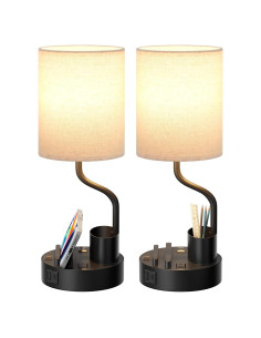 Juego de 2 Lámparas de Mesa Fenmzee con Carga USB y 3 Brillos