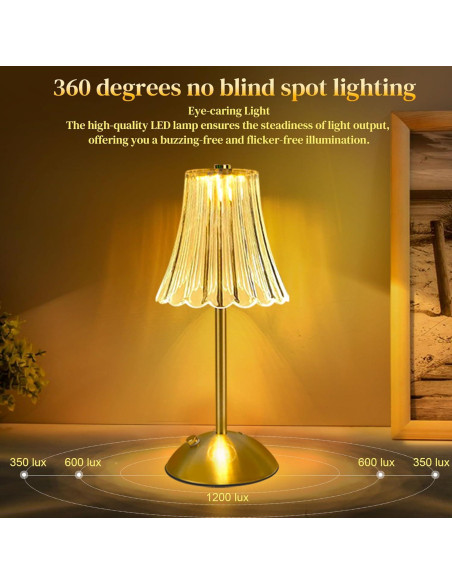 Lámpara de Mesa Inalámbrica HULKNPE 2600mAh Táctil Dimmable