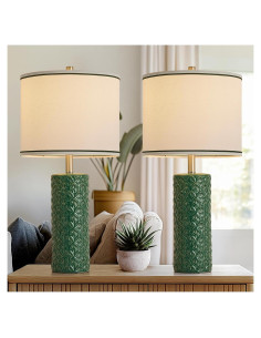 Juego de 2 Lámparas de Mesa HELIJIA Cerámica Verde 3 Temperaturas