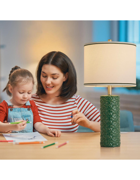 Juego de 2 Lámparas de Mesa HELIJIA Cerámica Verde 3 Temperaturas