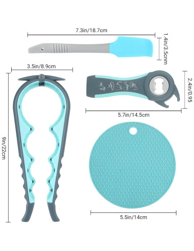 Abrebotellas 5 en 1 Amroicus para Manos Débiles - Azul