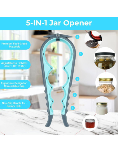 Abrebotellas 5 en 1 Amroicus para Manos Débiles - Azul