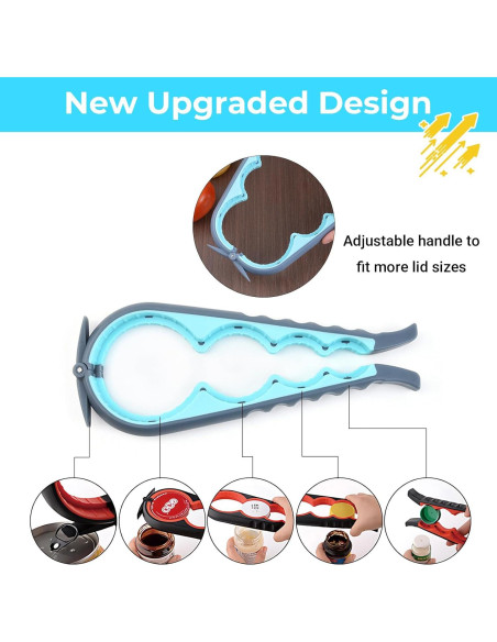 Abrebotellas 5 en 1 Amroicus para Manos Débiles - Azul