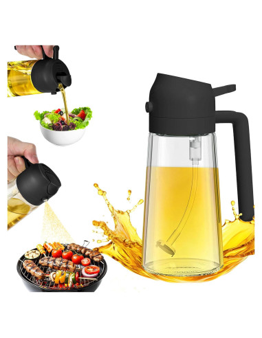 Pulverizador de Aceite KRAFTMAN 470ml Vidrio 2-en-1 Cocina