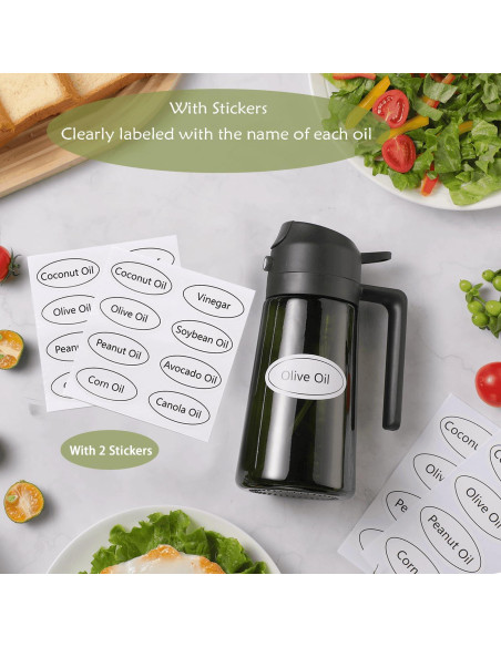 Rociador de Aceite de Oliva JULEHUI 470ml Reutilizable 2 en 1