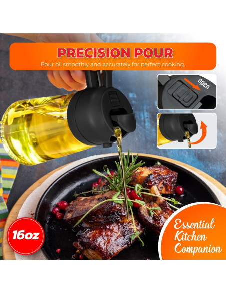 Pulverizador de Aceite KRAFTMAN 470ml Vidrio 2-en-1 Cocina