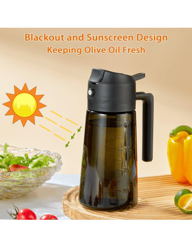 Rociador de Aceite de Oliva JULEHUI 470ml Reutilizable 2 en 1