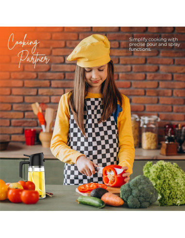 Pulverizador de Aceite KRAFTMAN 470ml Vidrio 2-en-1 Cocina