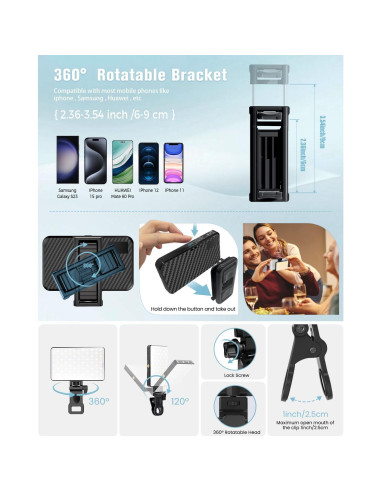 Luz LED para Selfie Auriani AUR-3IN1-FL 3000mAh 3 Modos