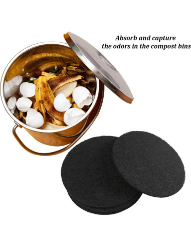 Filtros de Cubo de Compost Resinta - 12 Piezas Redondos y Cuadrados