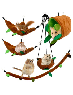 Hamaca para Hámster MUYG, Conjunto de 5 Piezas, Marrón