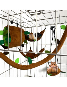 Hamaca para Hámster MUYG, Conjunto de 5 Piezas, Marrón 2