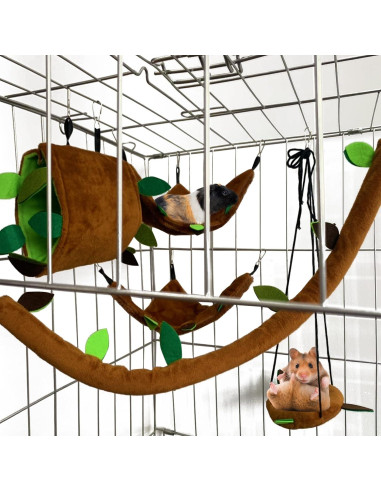 Hamaca para Hámster MUYG, Conjunto de 5 Piezas, Marrón