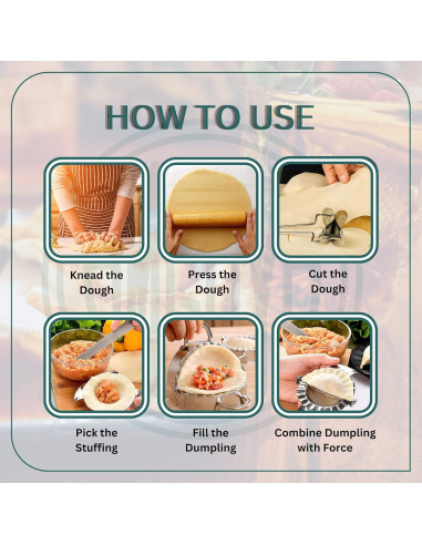 Kit de Hacer Dumplings AMGOYA Acero Inoxidable 7 Piezas