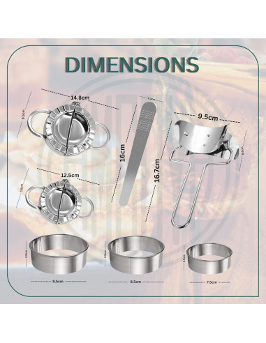 Kit de Hacer Dumplings AMGOYA Acero Inoxidable 7 Piezas