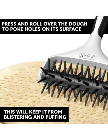 Rodillo Docker para Masa de Pizza Orblue - 21.34 cm, Negro