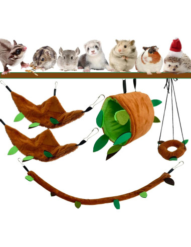 Hamaca para Hámster MUYG, Conjunto de 5 Piezas, Marrón