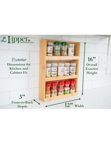 Estante de Especias de Madera de Bambú Lipper 8840 3 Niveles
