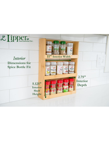 Estante de Especias de Madera de Bambú Lipper 8840 3 Niveles