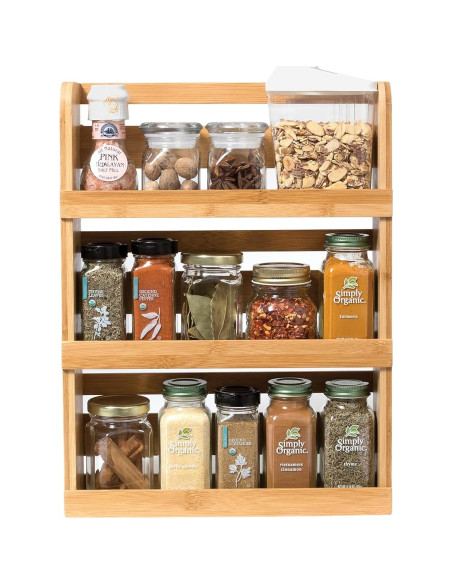 Estante de Especias de Madera de Bambú Lipper 8840 3 Niveles
