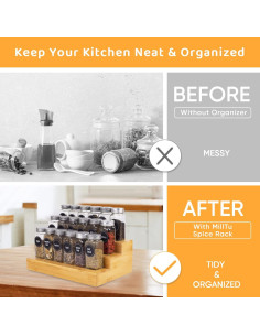 Organizador de Especias de Bambú MillTu - Estante Escalonado 3 Niveles 2