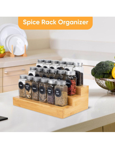 Organizador de Especias de Bambú MillTu - Estante Escalonado 3 Niveles