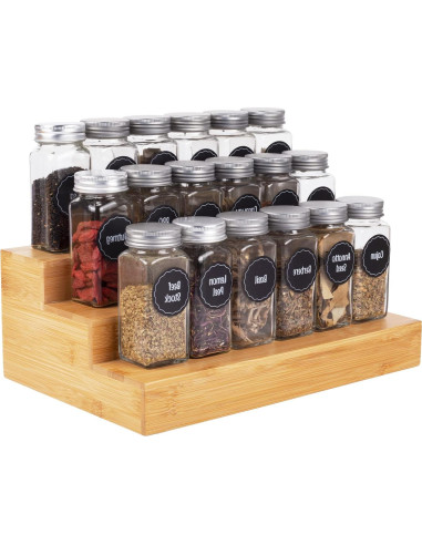 Organizador de Especias de Bambú MillTu - Estante Escalonado 3 Niveles