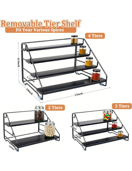 Organizador de Especias 4 Niveles AVMDOM Ajustable Negro